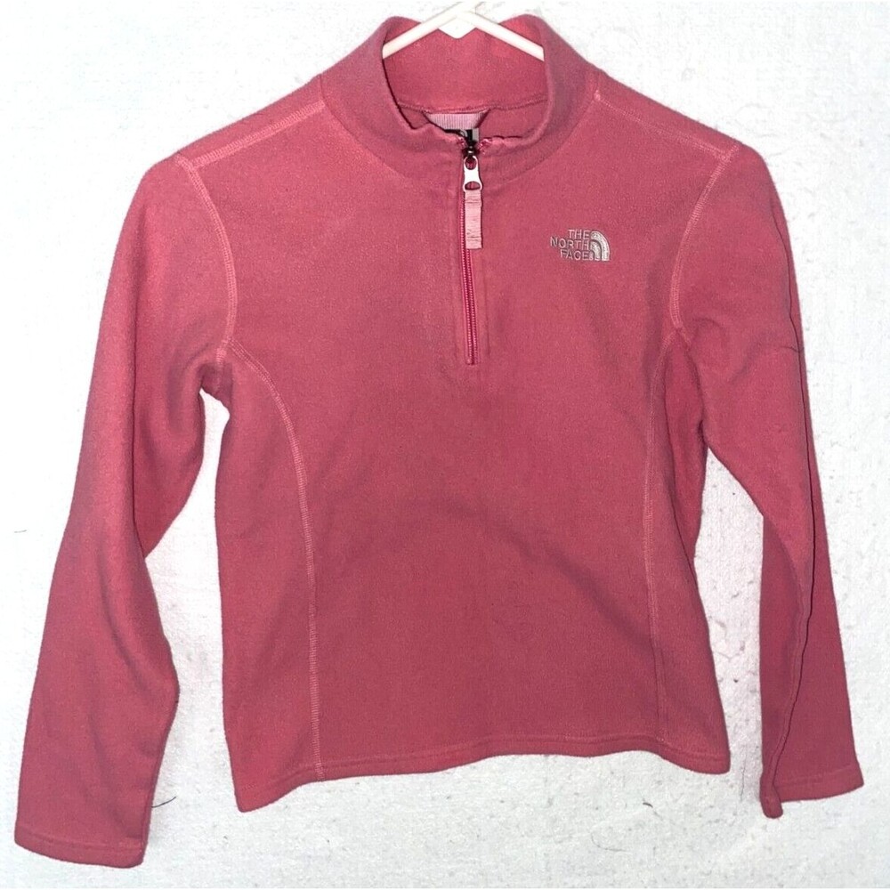 The North Face Girls Quarter zip Pullover fleece Pink sz M 10- 12 long sleeve